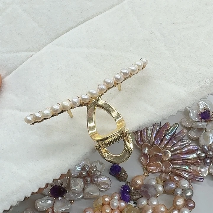 淡水珍珠发饰银S925镶嵌