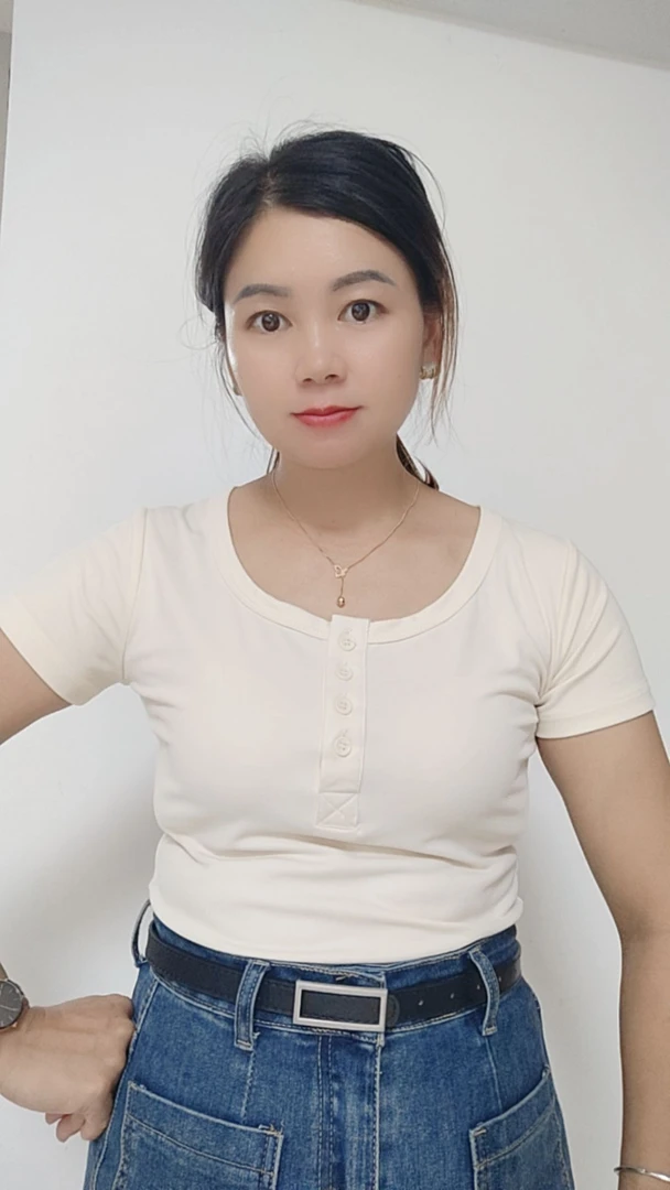 螺纹常规短袖轻职风法式速干T恤夏季长袖纯色少女风