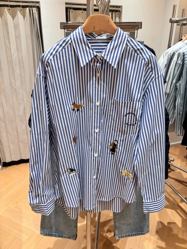 春款趣味刺绣衬衣宽松大款