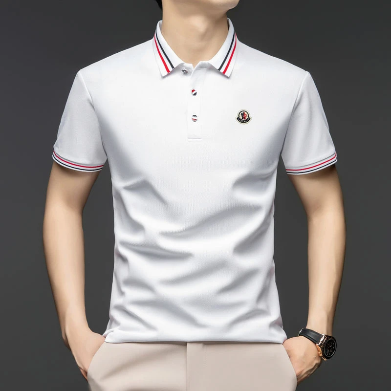 奥莱撤柜蒙家徽章男士翻领短袖T恤中青年夏季商务修身时尚POLO衫