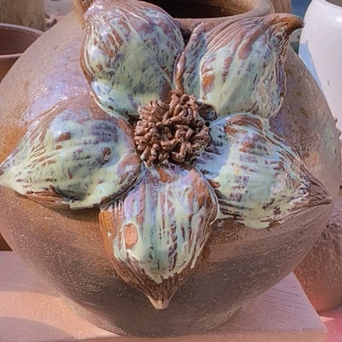 紫砂花盆口15高度27瑕疵无孔