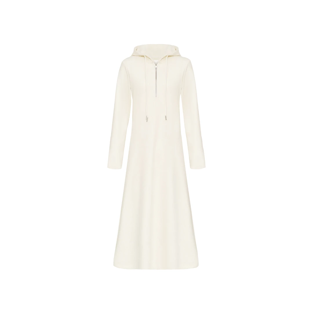 【瘦瘦POLO连帽裙】雪尔绒复合婴儿绒针织坑条连衣裙W23CZ1002