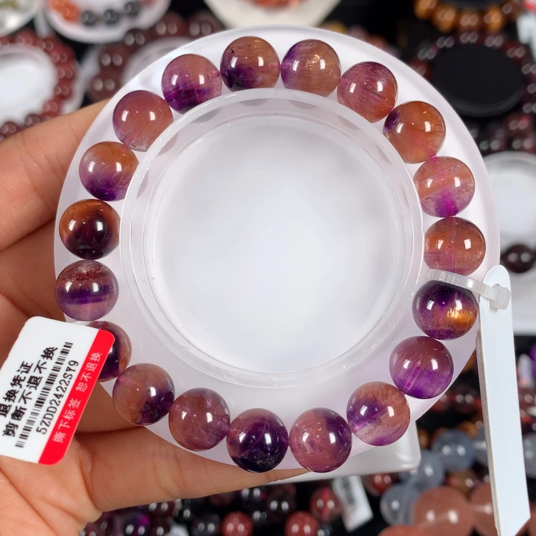 水晶手链未镶嵌稀有色紫橘超七10.5