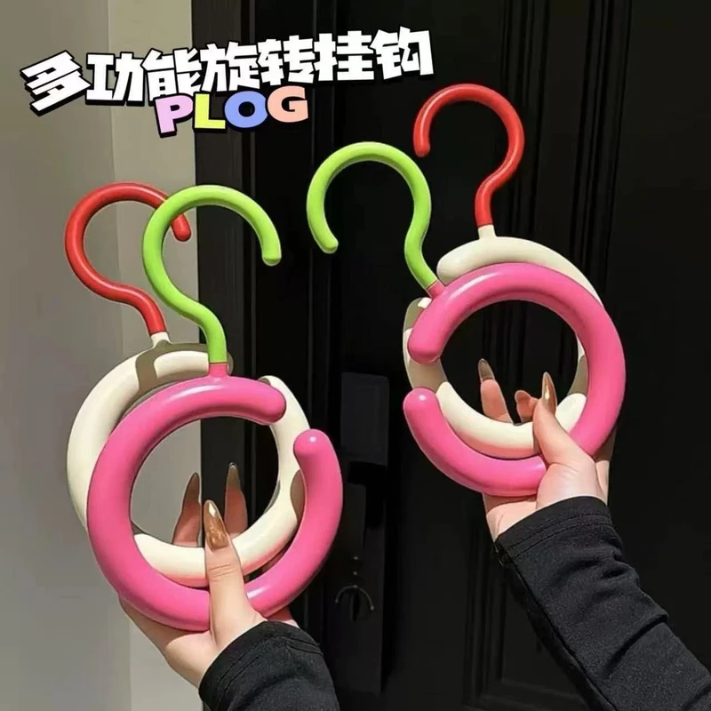 多巴胺挂钩多功能可旋转免打孔围巾帽子包包挂架圆形丝巾展示架子