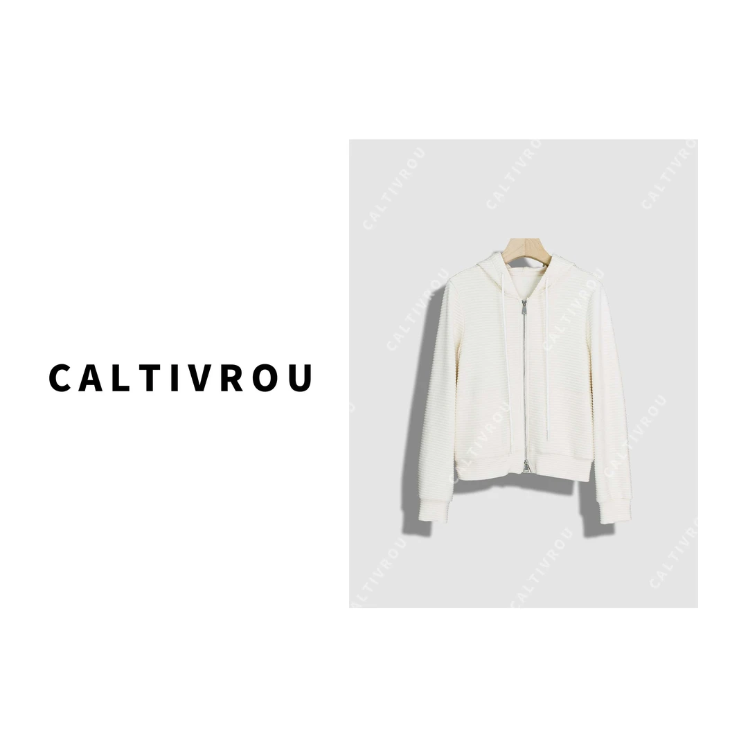 Caltivrou【蕊蕊】时尚连帽抽绳款宽松显瘦针织外套-Y18939