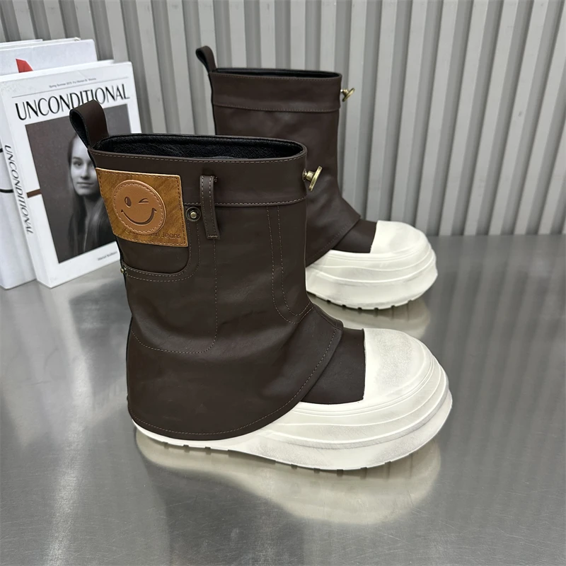 新款女鞋休闲百搭厚底高帮弹力显瘦网红时尚韩版圆头秋季潮流潮鞋