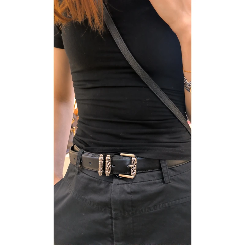 YUSHA/高档黑色小可腰带-D039