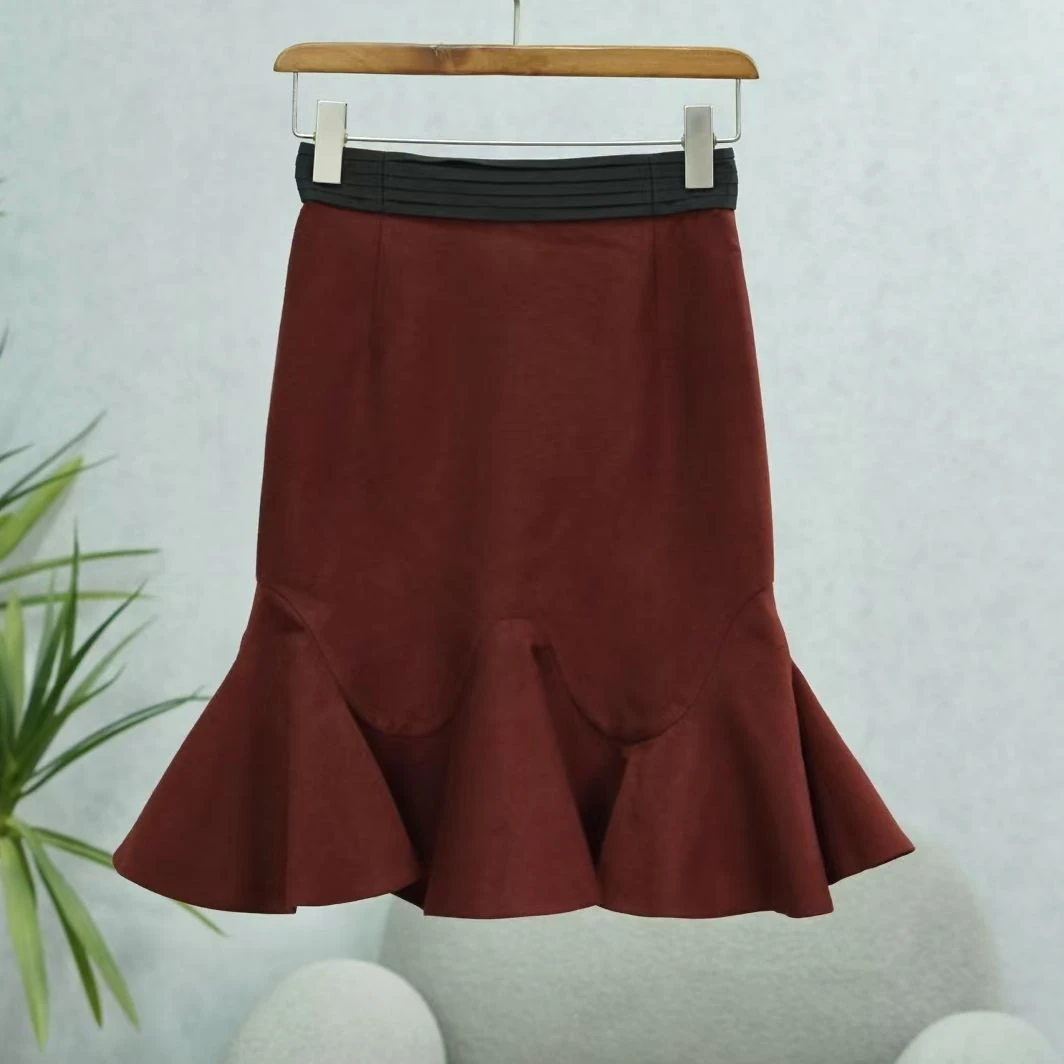 卓系列  Y087   女装时尚撤柜制服半裙酒红H2890005（微色差）