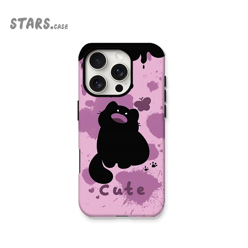 等雨小黑猫菲林二合一适用苹果华为vivo小米oppo手机苹果16pro