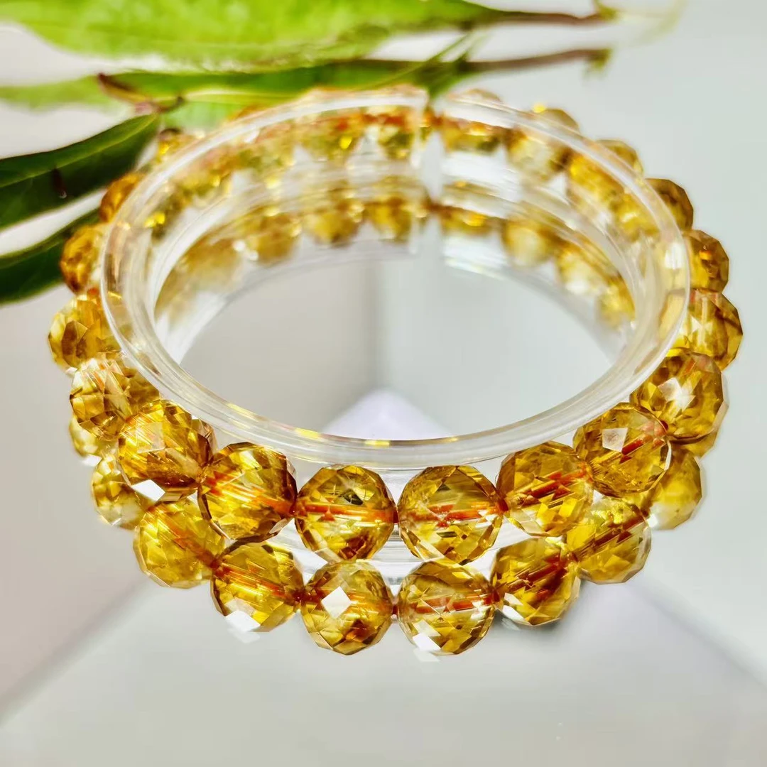 【钻切】天然黄晶黄塔晶鸟巢切闪光手串项链8-9mm 高端多样发其一