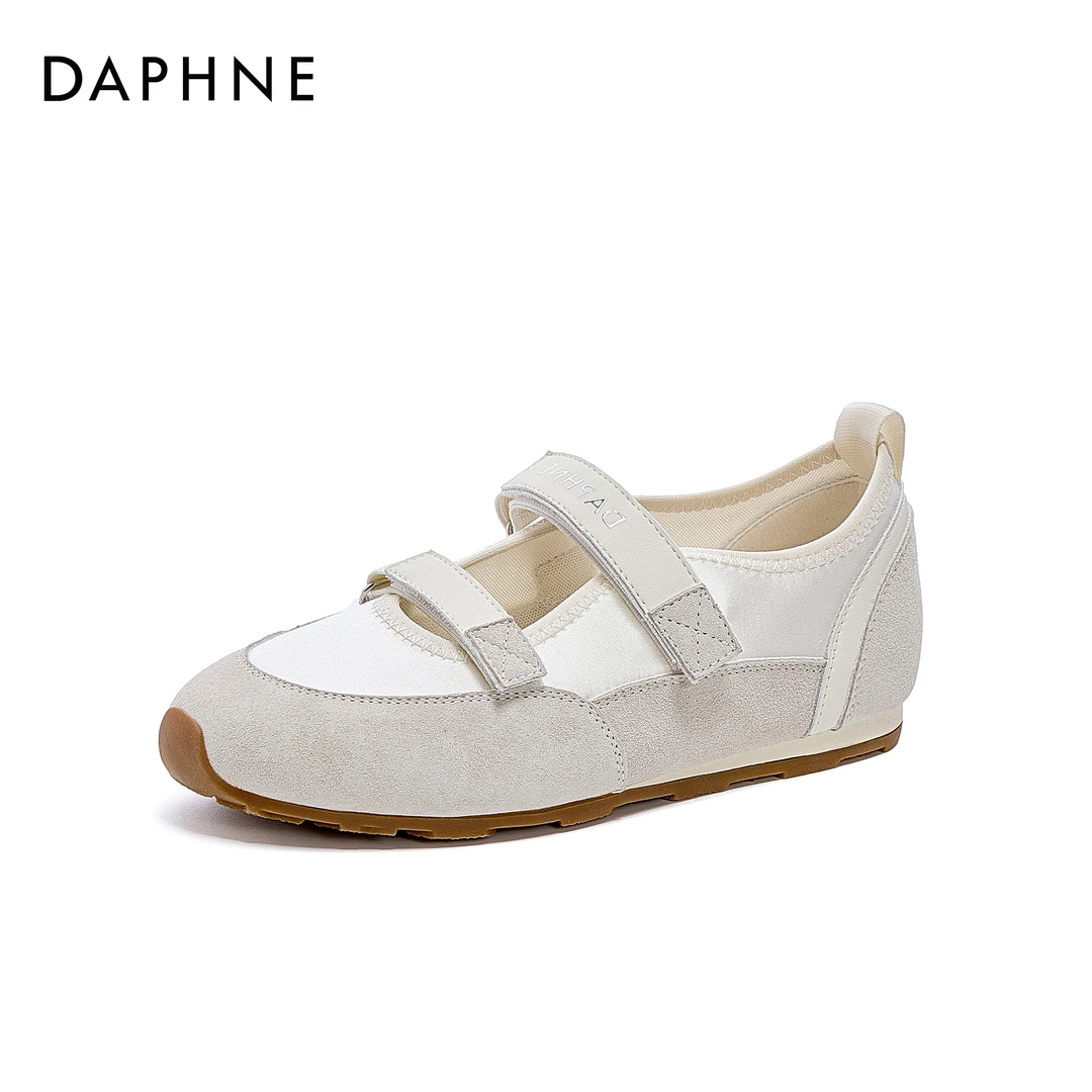 达芙妮2025春夏系带德训鞋时尚拼接百搭阿甘鞋复古休闲鞋单鞋软底
