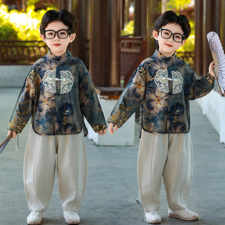 汉服男童中国风唐装儿童高端新中式礼服中秋节小少爷古装演出服潮