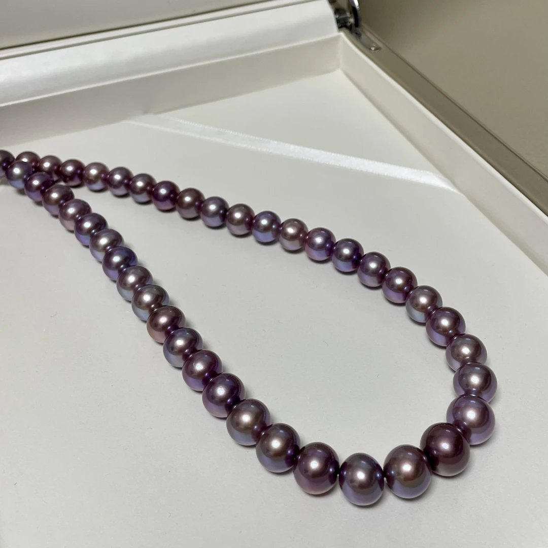 【星洛珠宝】9-12mm蓝莓子妖紫爱迪生珍珠项链