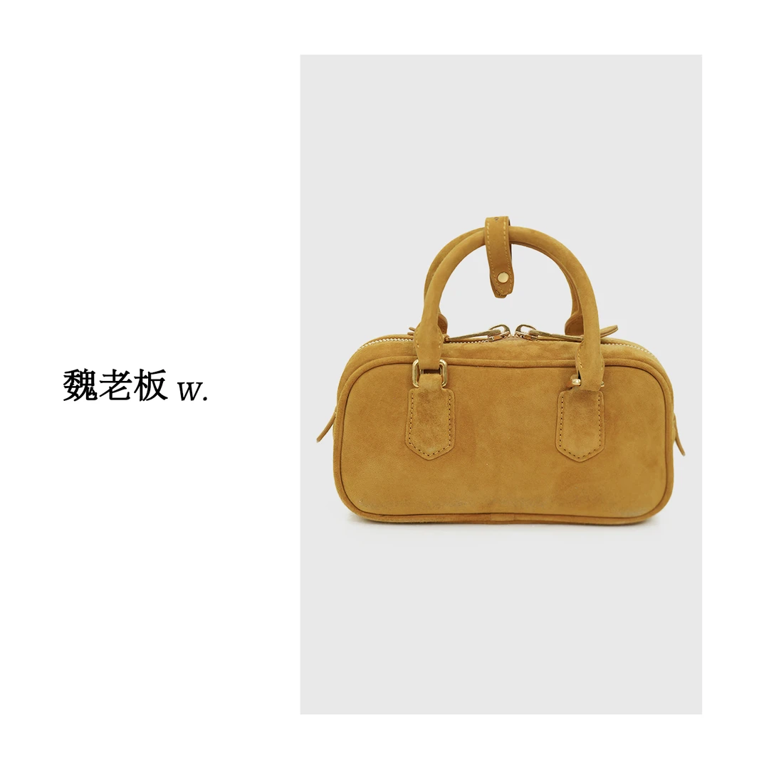 W.Diva【魏老板】春季高级感精致通勤羊京绒手提斜挎包50B091412