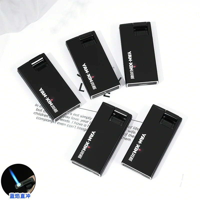 YANXIN/炎芯创意打火机防风摇杆蓝焰直冲金属批发定制印字可充气