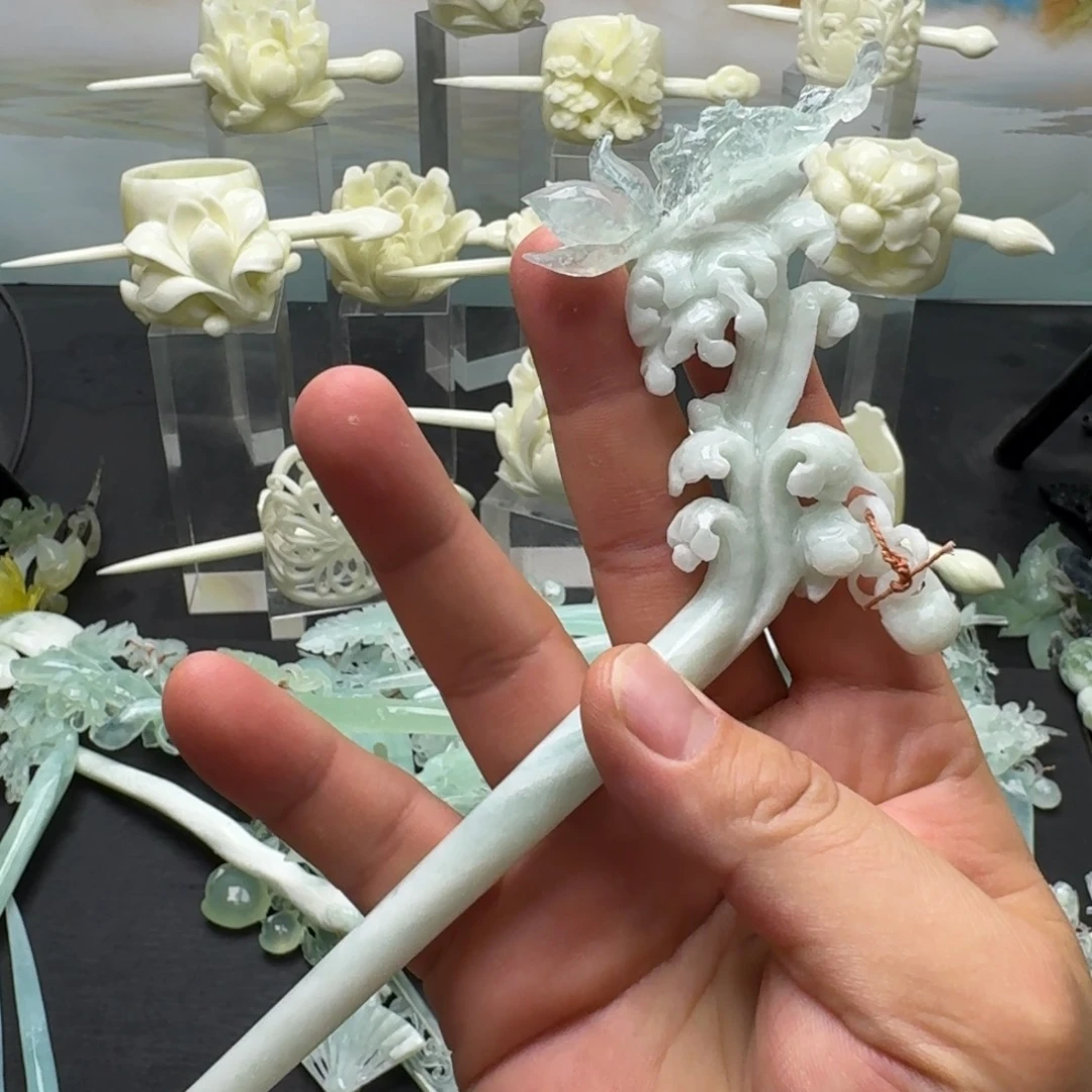 岫玉发饰未镶嵌明君玉簪就是好看