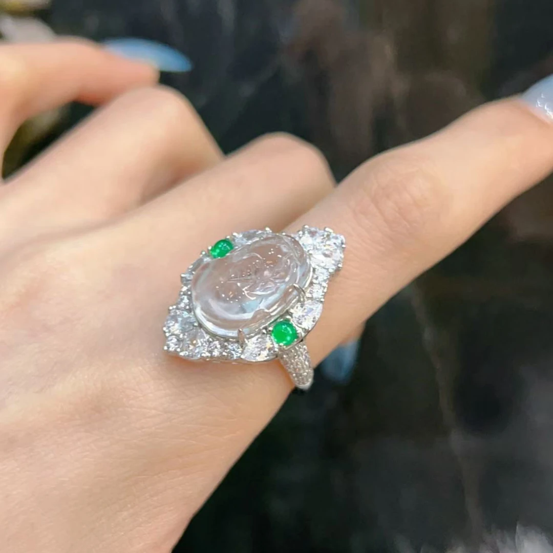 925银锆石戒指 时尚冰透貔貅戒指