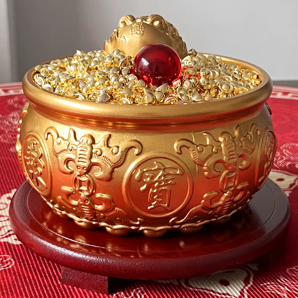 大号全套-黄铜聚宝盆【张老师】家居客厅店铺装饰摆件