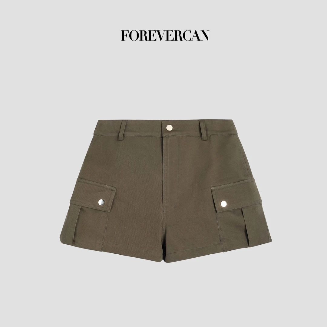 FOREVERCAN“探险家”复古工装风大口袋百搭中高腰短裤SP20045