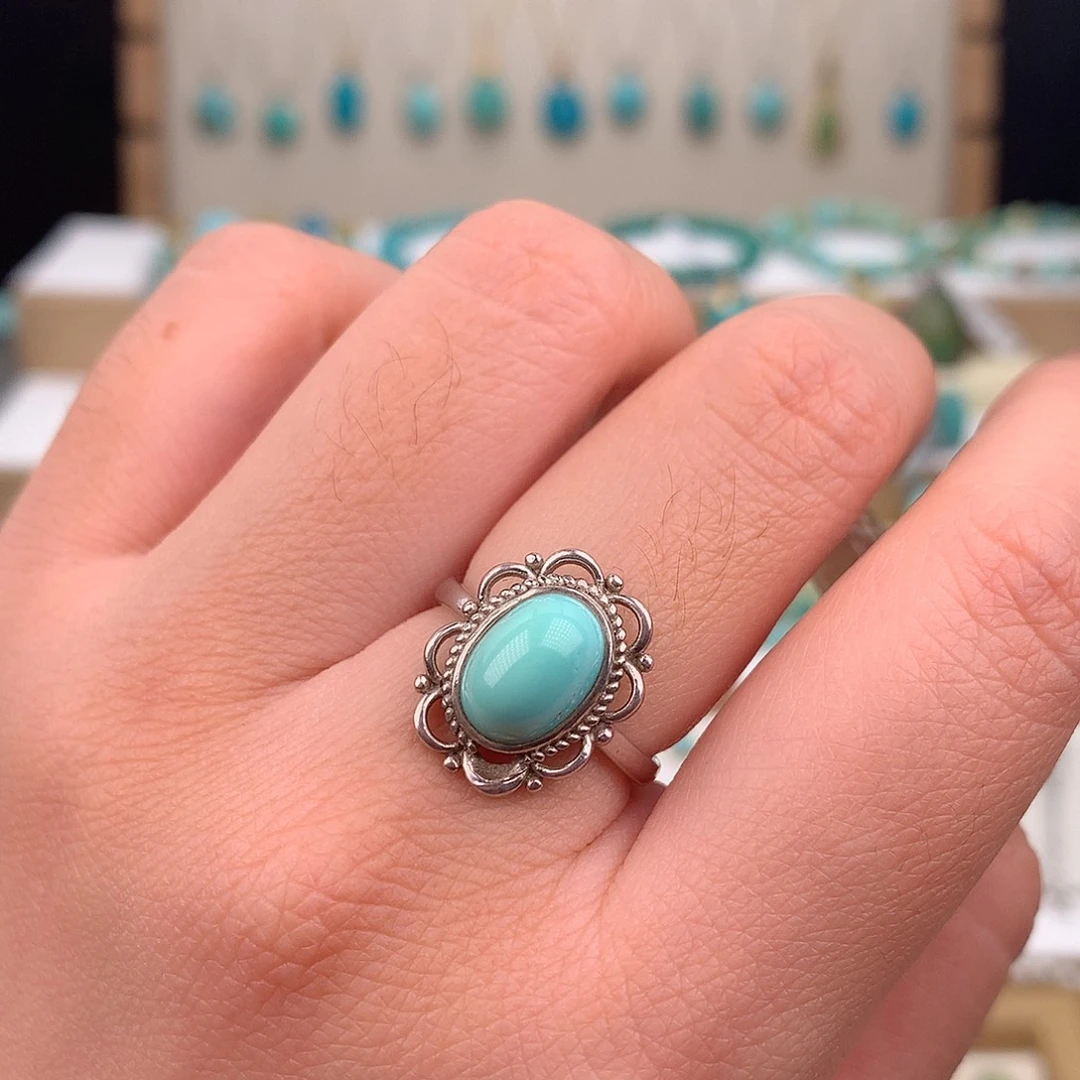 绿松石银S925镶嵌戒指