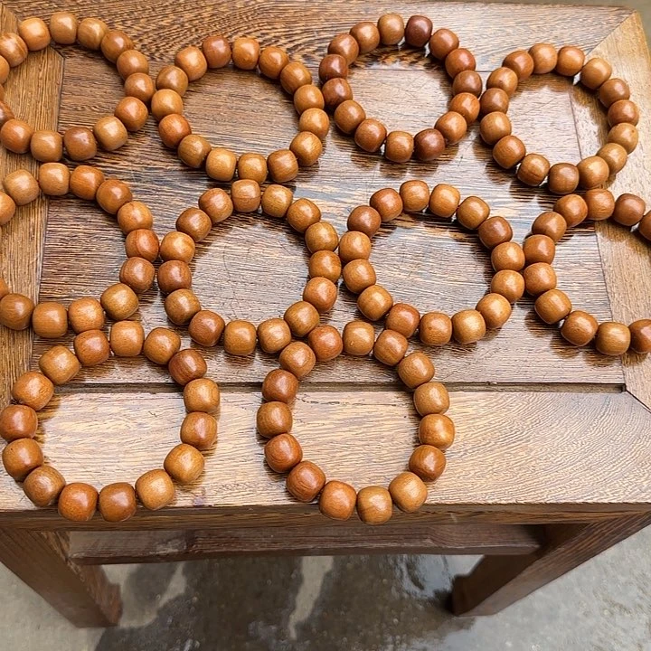 桃木全陈化老料把件串发一条