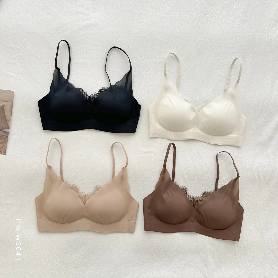 无痕丝滑莫代尔蚕丝内杯一字无痕美背文胸W5041