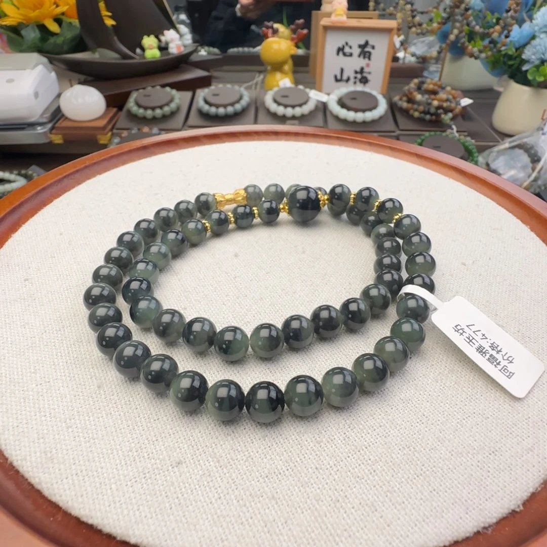 和田玉未镶嵌手链卡8青花女神链，40