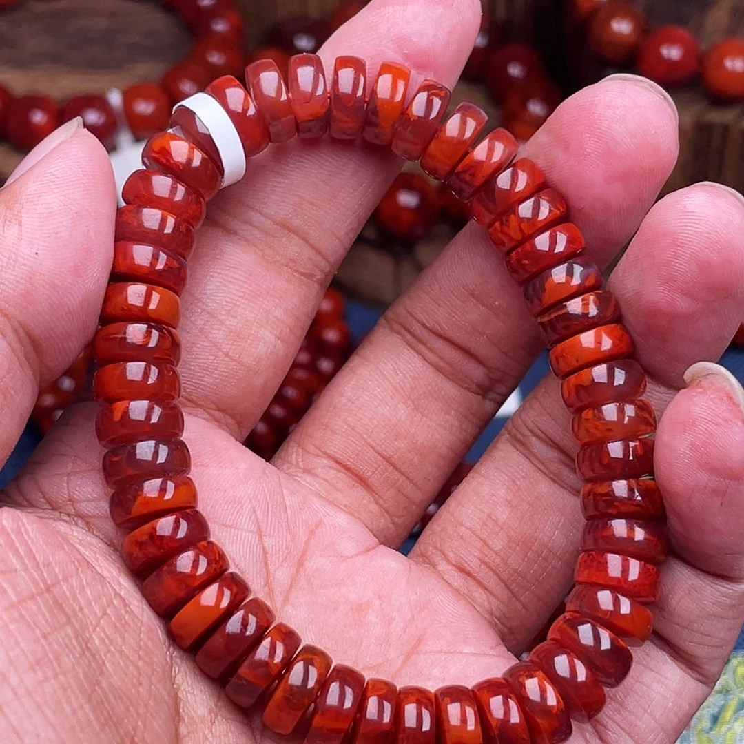 南红玛瑙未镶嵌手链南红瓦西卡10火焰药片