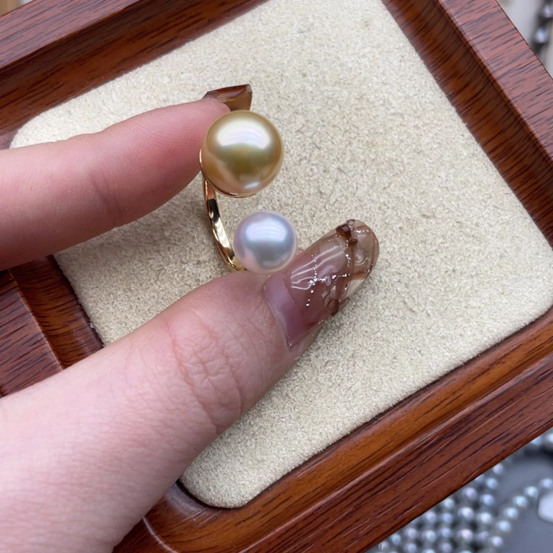 海水珍珠戒指银S925镶嵌A58