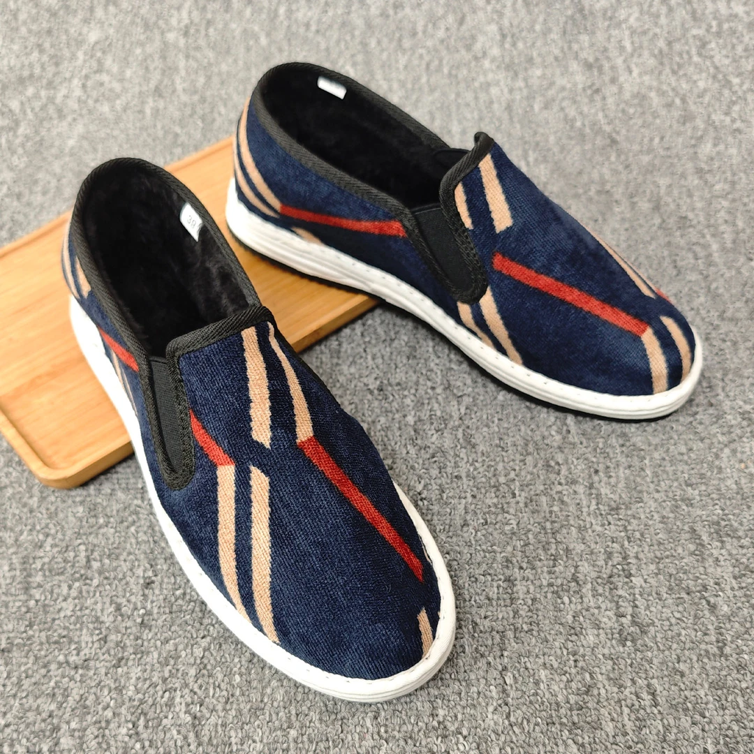 冬季加绒棉鞋老北京布鞋男复古百搭灯芯绒加厚保暖千层底软底布鞋