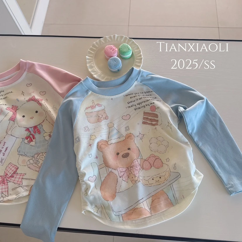 【米粒Kids】txl蓝色小熊插肩辣妹t恤T 8052