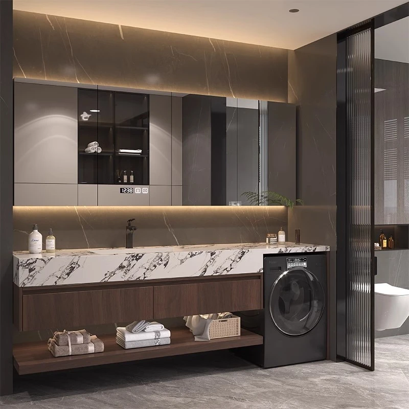 岩板阳台洗衣机一体柜浴室柜组合意式卫生间洗手洗脸洗漱台