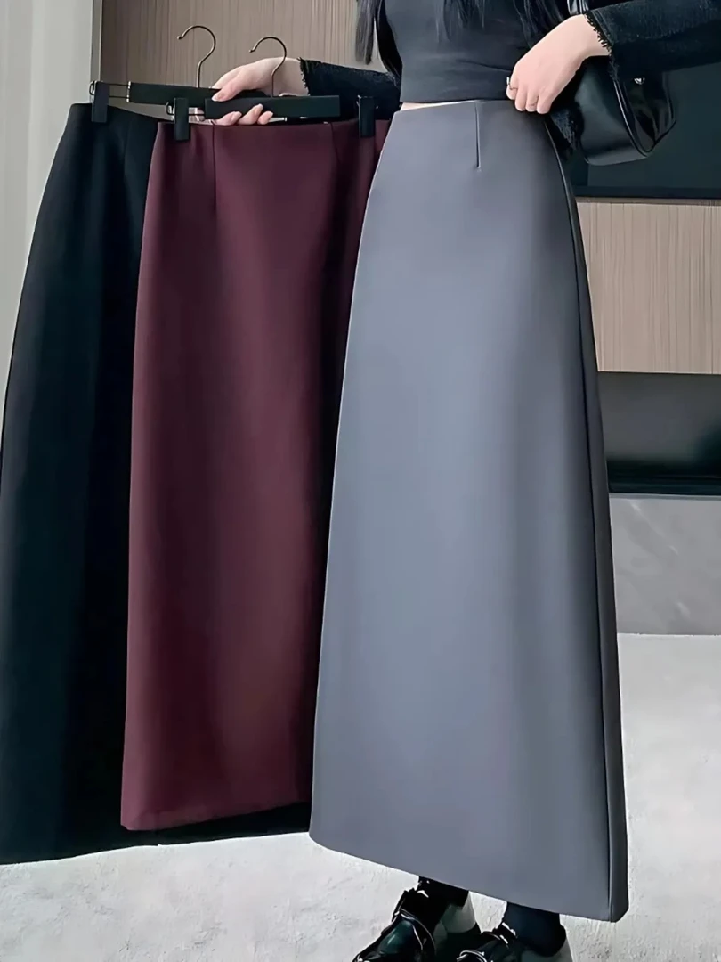 直筒半身裙女黑色高腰包臀裙后开叉新款优雅气质一步裙子四季可穿
