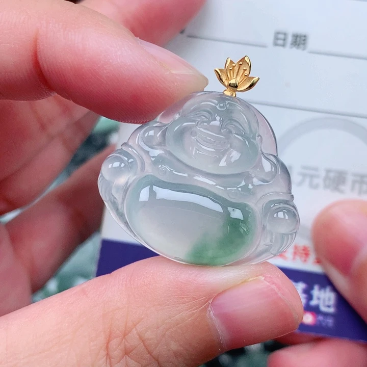 翡翠18K金镶嵌吊坠(不含链)