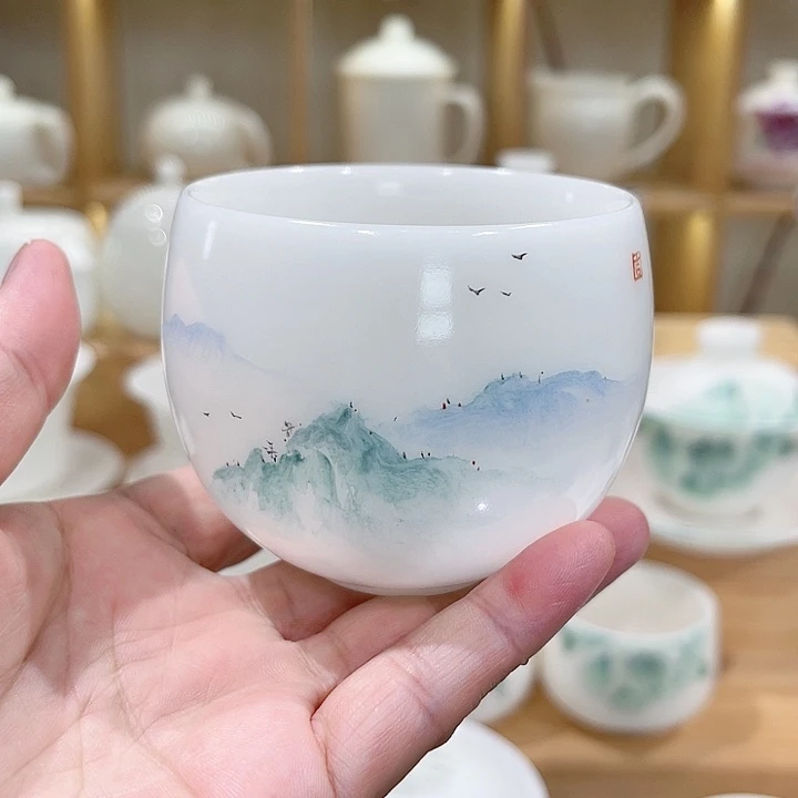 主人杯璞玉素烧手绘主人杯150-11111