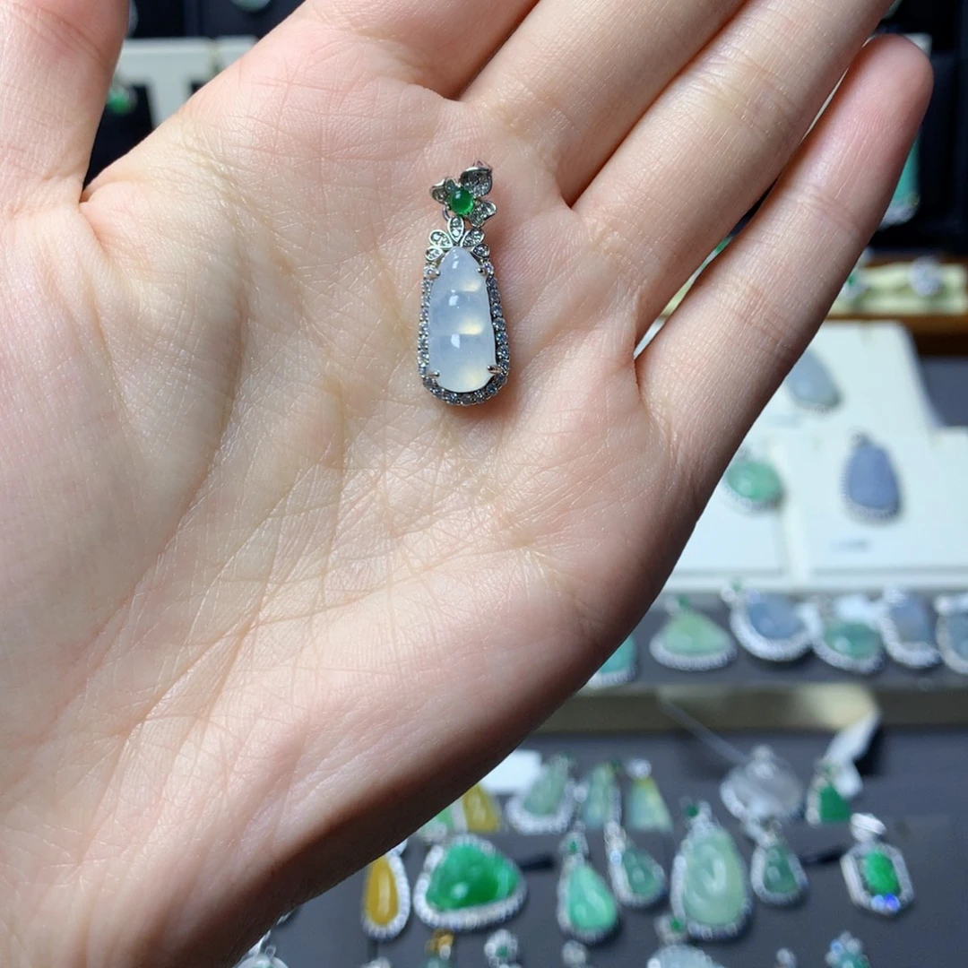 翡翠银S925镶嵌挂件