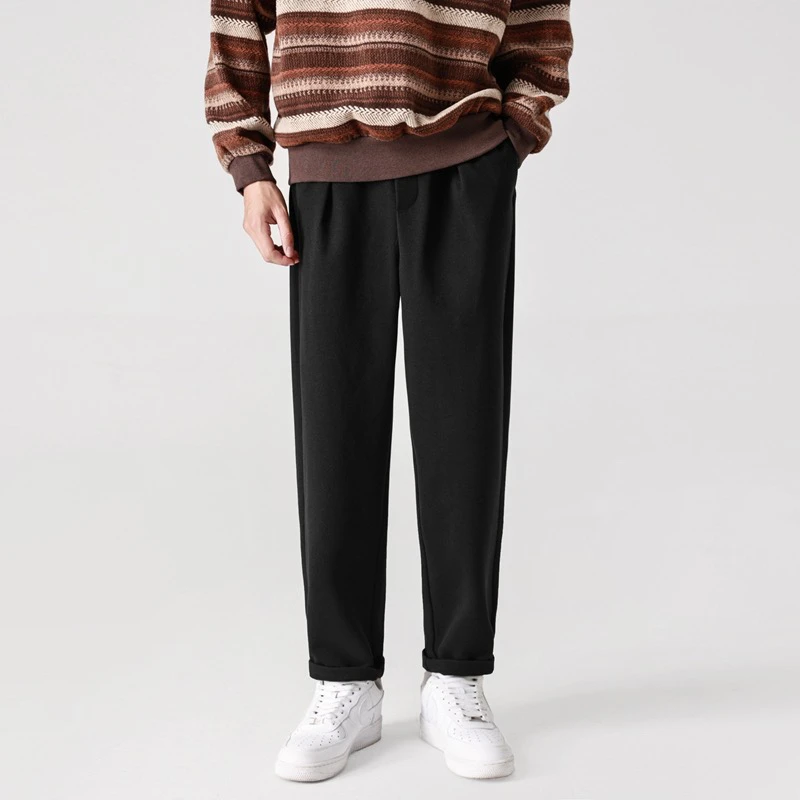 【厚款秋冬神裤 百搭小直筒】男士松紧腰纯色简约高级感通勤百搭款