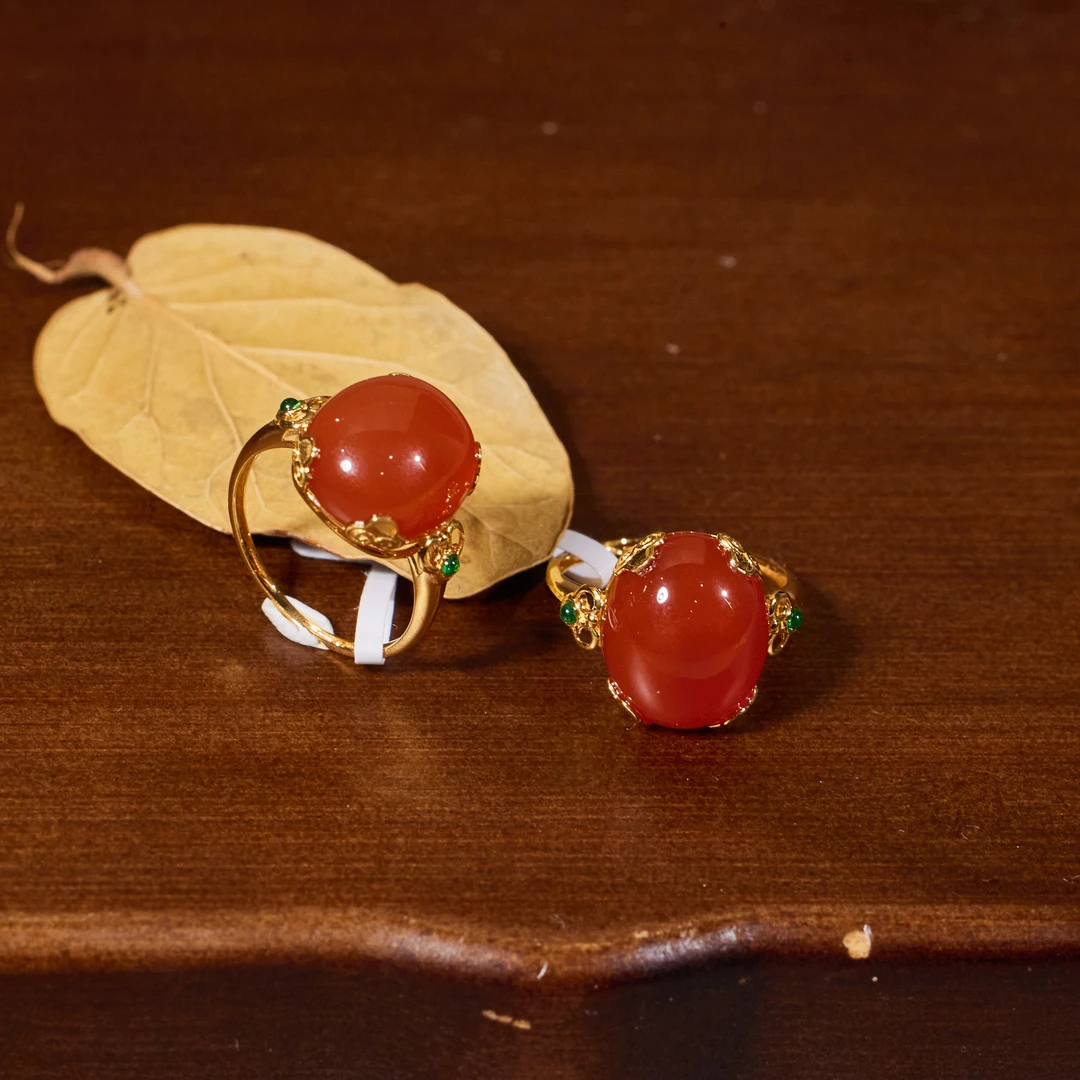 【歪歪】南红风生水起戒指（多样性发其一）*18K金镶嵌N8503