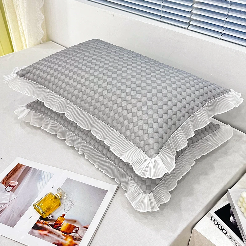 夏天冰豆豆冰丝枕套2024新款家用一对装枕芯套学生宿舍单只整头套