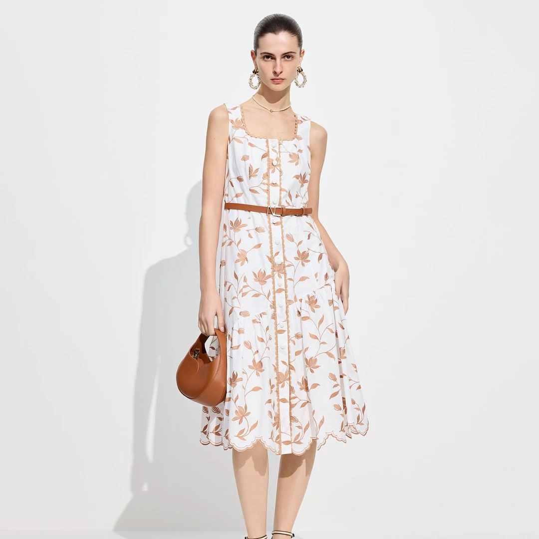 COCOON/可可尼刺绣花卉花边连衣裙25206AF021105012