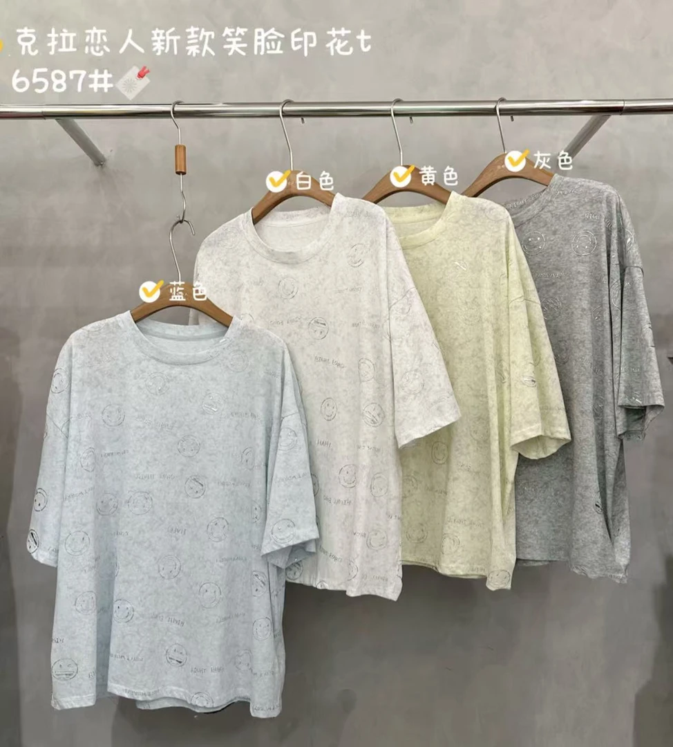 米多多 KLLR#6587#笑脸印花t恤 kc