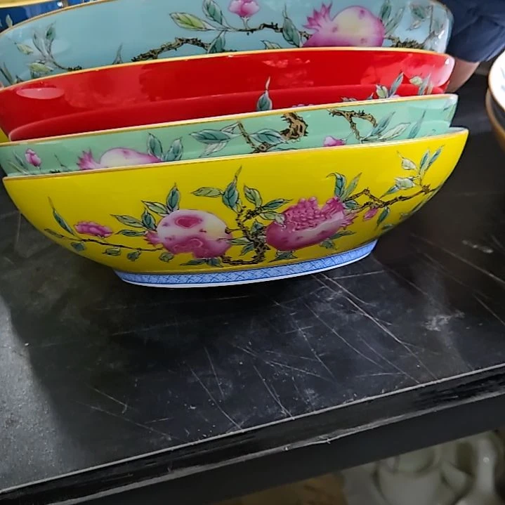 营***轩瓷片珐琅彩7.5寸4个深盘666666