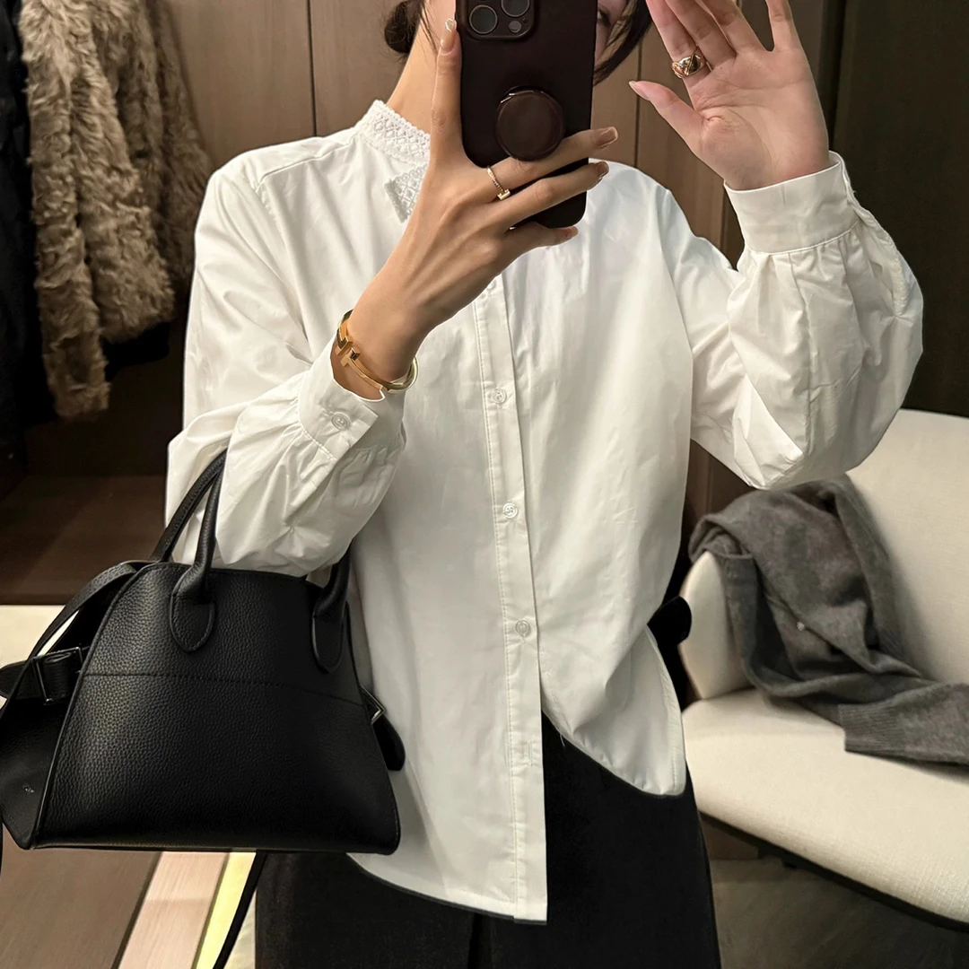 【海南肉丝】2521韩系时尚立领蝴蝶结衬衫