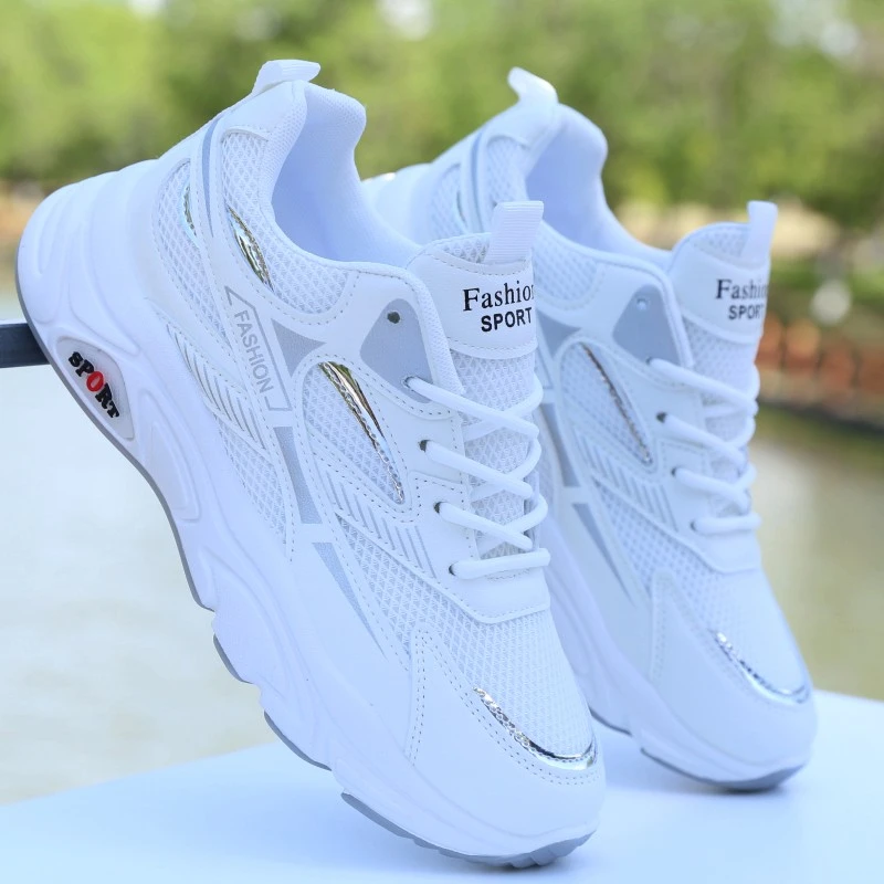 老爹鞋男2025秋季网面透气运动鞋薄款轻便休闲鞋白色厚底跑步男鞋