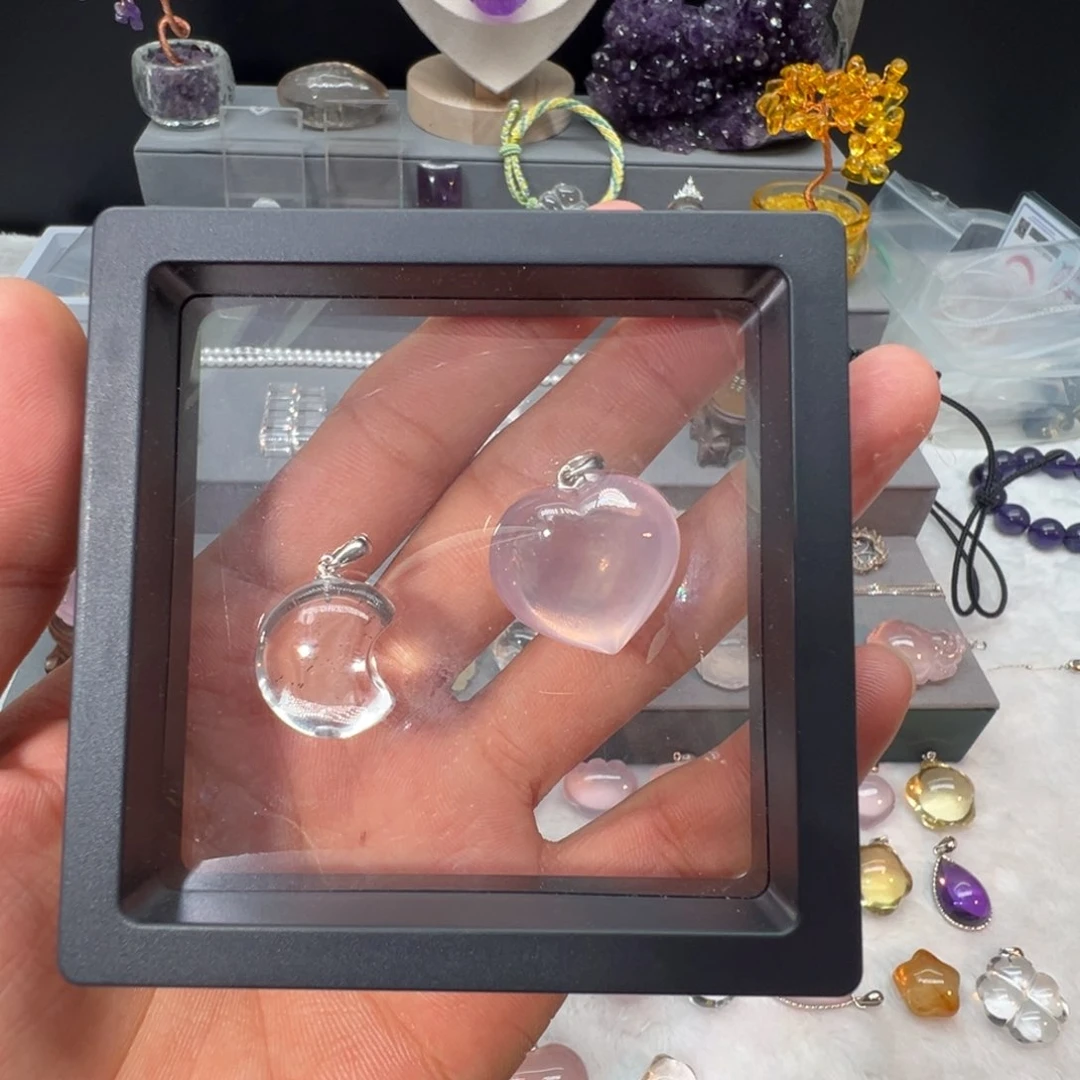 水晶摆件银S925镶嵌月***恼爱心月亮