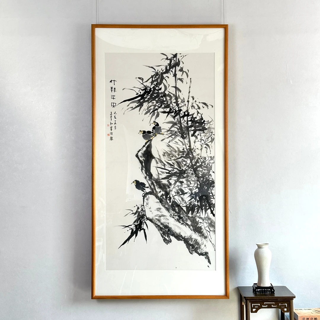 文创类装饰画（竹报平安）适合大玄关书房挂画170cmx85cm