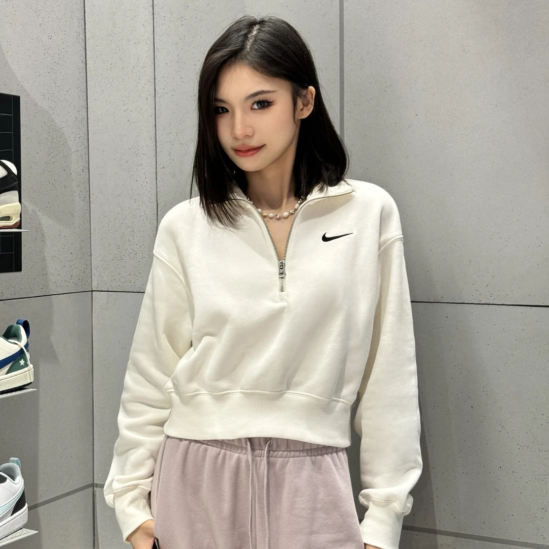 NIKE/耐克女子NSW PHNX FLC CROP针织套头衫DQ5768-133