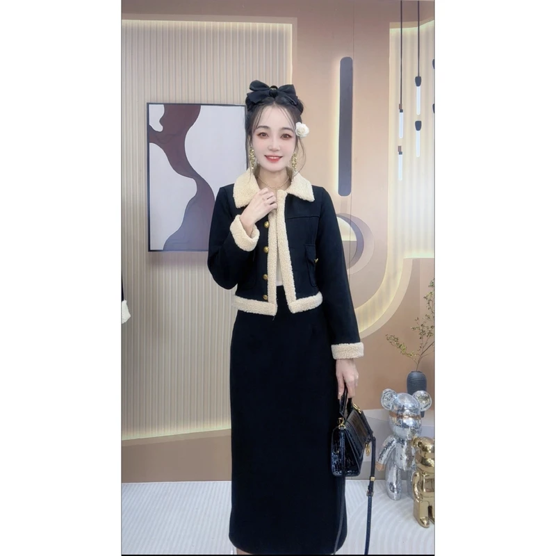 【加绒加厚两件套】小香风2025加绒显瘦新款网红套装 B2422