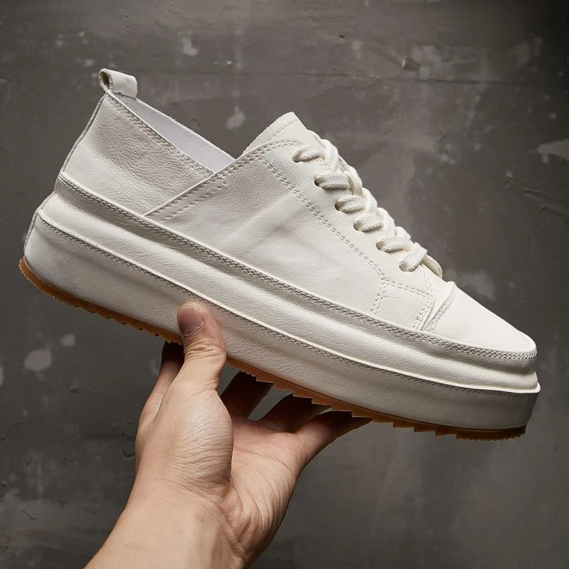 高档马皮鞋2025春夏季透气韩版百搭简约厚底复古休闲板鞋男欧洲站