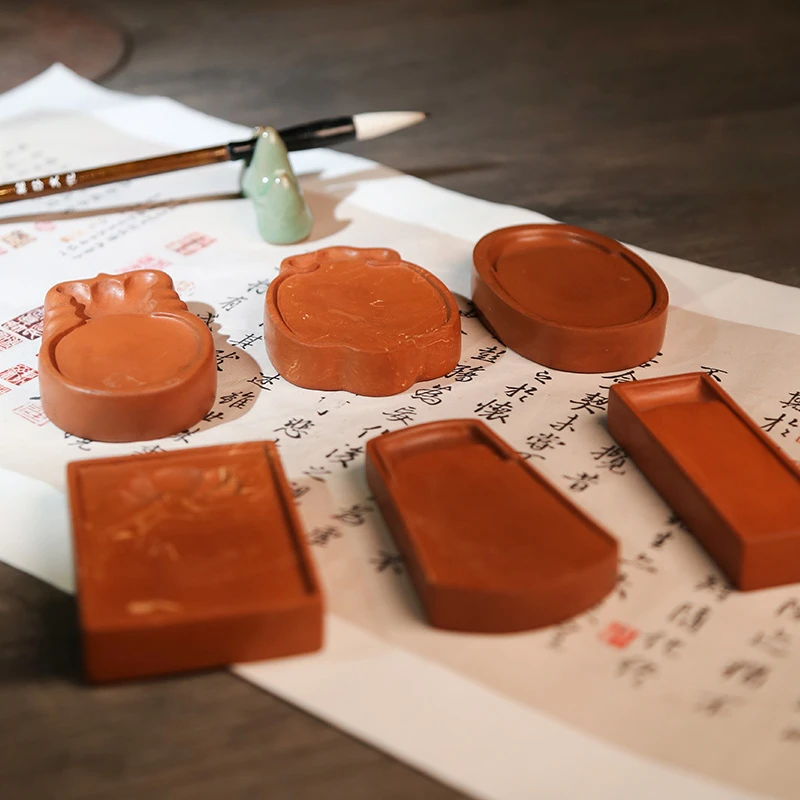 绛州澄泥砚《掌中宝系列砚》文房四宝蔺氏手工雕刻砚台带盖山西